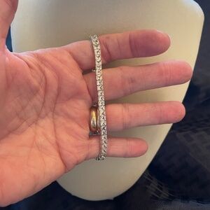 Monet Crystal Silver Toned Tennis Bracelet